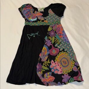 Y2K Desigual Artistic Garden Floral Dress on Black Size Girls 9/10 Spain